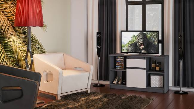 Тумба ТВ Мори МТВ1204.1 цвет графит/белый