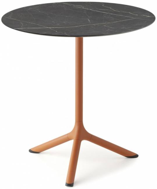 Стол ламинированный обеденный Tripe терракотовый, черный мрамор Сахара Ø700х740 мм