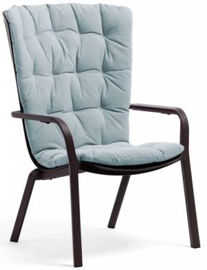 Лаунж-кресло пластиковое с подушкой Folio антрацит, голубой 720х810-925х1130-1065 мм