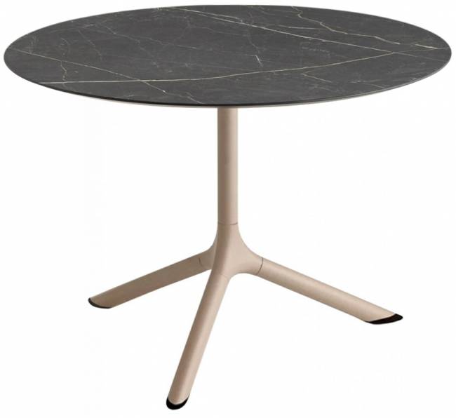 Столик ламинированный кофейный Tripe тортора, черный мрамор Сахара Ø700х510 мм