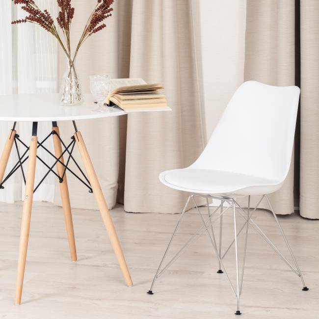 Стул Tulip Iron Chair/Тулип Айрон Чаир (мод.EC-123)/1 шт. в упаковке металл/пластик, 54,5*48*83,5см, white (белый) white (белый) металл/пластик