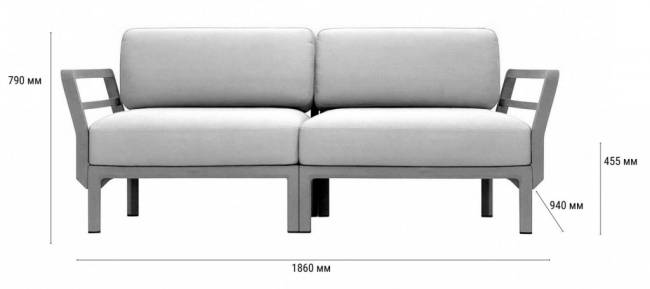 Диван пластиковый с подушками Maximo 2 терра, тимьян 1860х940х790 мм