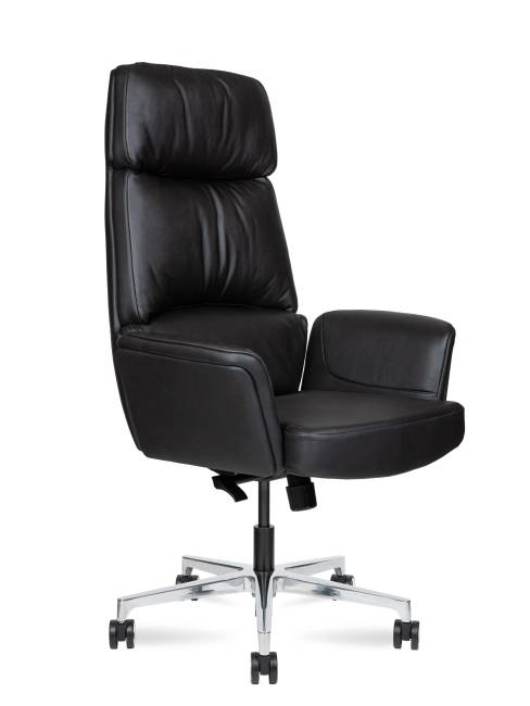 Кресло офисное / Тринити LB black  / черная экокожа / алюминиевая база
