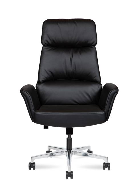 Кресло офисное / Тринити LB black  / черная экокожа / алюминиевая база