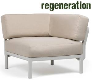 Модуль угловой пластиковый с подушками Maximo Elemento Angolo гипс, жемчуг 950х950х790 мм