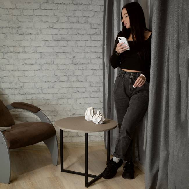 Стол журнальный BeautyStyle 27 текстиль темный/черный