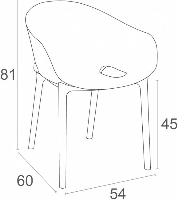 Кресло пластиковое Sky Pro темно-серый 540х600х810 мм