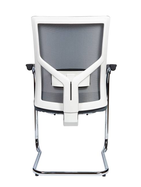 Кресло офисное / Сильвия white/gray CF / хром / св.серая сетка / серая ткань / белый пластик