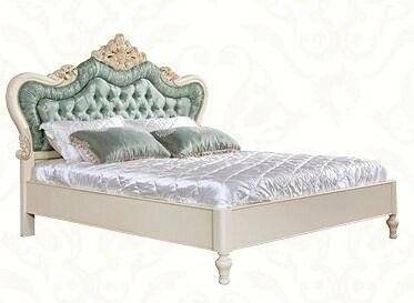 Кровать Милано, MK-1860-IV, двуспальная с кристаллами, (цвет патины: золото), 181х201 см Слоновая кость