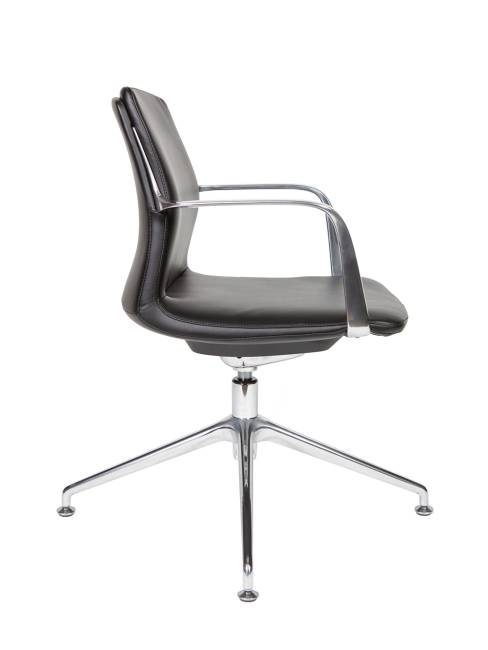 Кресло офисное / Лилль CF / черная экокожа/ алюминий крестовина