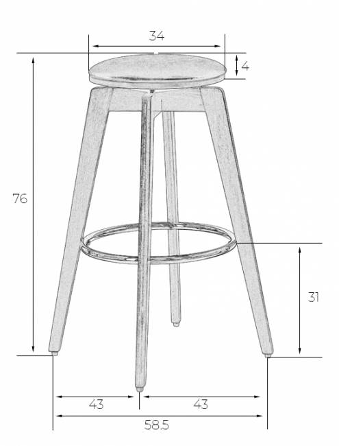 Табурет барный DOBRIN TOM'77, цвет черный глянец PU ABD 002