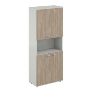 SG.861.SH.OD.OD / Шкаф высокий с нишей 800х400х1955, 4-х дв, з.ст ЛДСП 16 мм / корпус: серый бархат; фасады: дуб темный