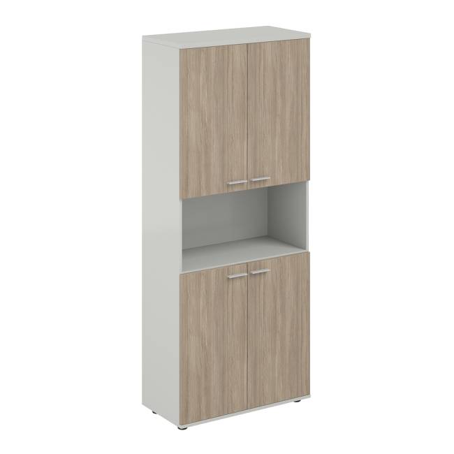 SG.861.SH.OD.OD / Шкаф высокий с нишей 800х400х1955, 4-х дв, з.ст ЛДСП 16 мм / корпус: серый бархат; фасады: дуб темный