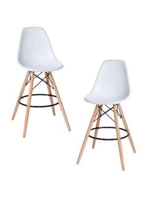 Набор 2 шт Стул барный DOBRIN DSW BAR, ножки светлый бук, цвет сиденья белый (W-02)