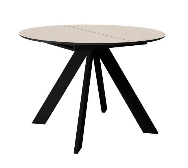 Стол DikLine SKC90 d900 Керамика Krater Perla (бежевый матовый)/подстолье черное/опоры черные Стол DikLine SKC90 d900 Керамика Krater Perla (бежевый матовый)/подстолье черное/опоры черные