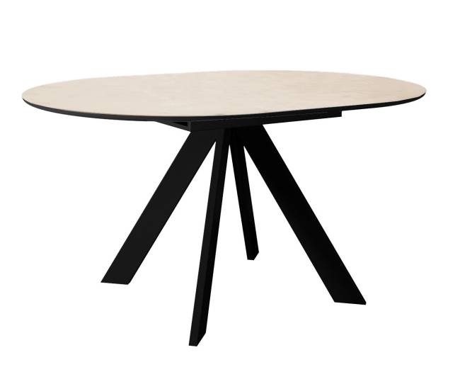 Стол DikLine SKC90 d900 Керамика Krater Perla (бежевый матовый)/подстолье черное/опоры черные Стол DikLine SKC90 d900 Керамика Krater Perla (бежевый матовый)/подстолье черное/опоры черные