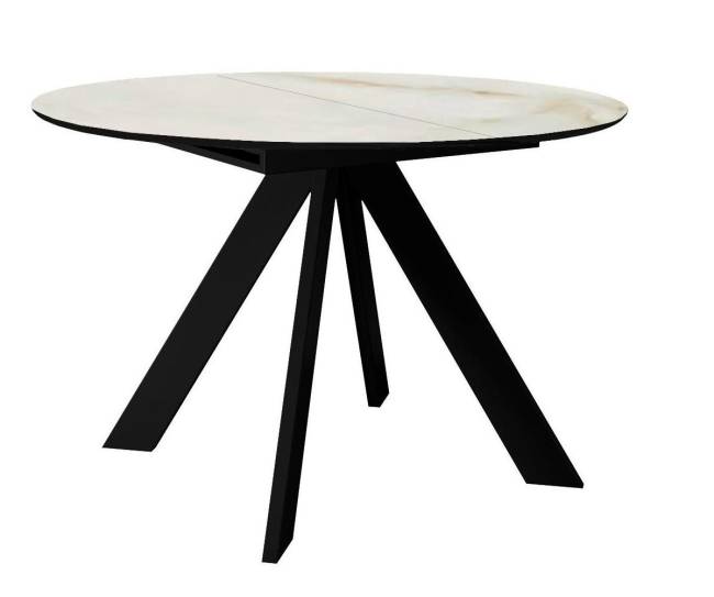 Стол DikLine SKC110 d1100 Керамика глянец Ostra Bianco (мрамор глянец белый)/подстолье черное/опоры черные Стол DikLine SKC110 d1100 Керамика глянец Ostra Bianco (мрамор глянец белый)/подстолье черное/опоры черные