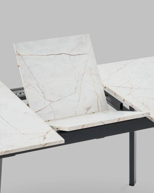 Стол Batu new 120-160/80/76 столешница ЛМДФ азул оникс подстолье металл черный