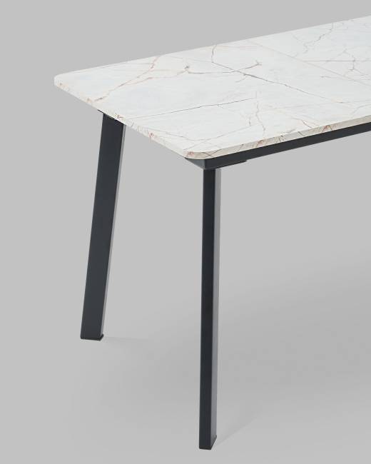 Стол Batu new 120-160/80/76 столешница ЛМДФ азул оникс подстолье металл черный