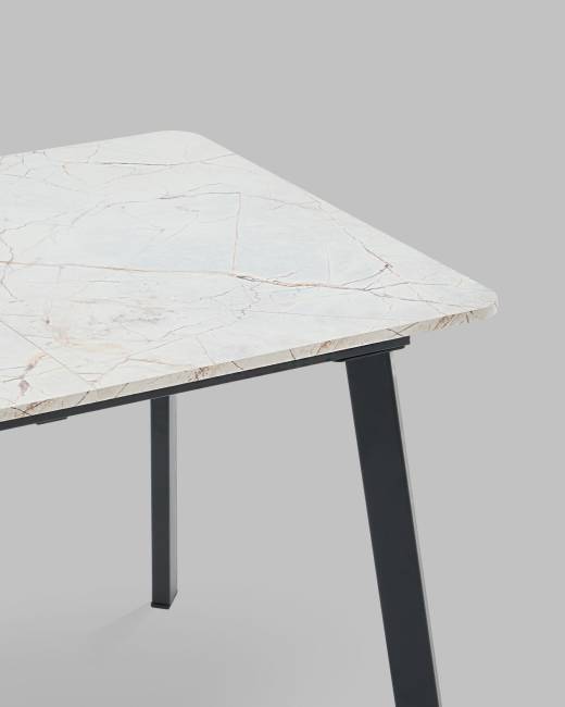 Стол Batu new 120-160/80/76 столешница ЛМДФ азул оникс подстолье металл черный