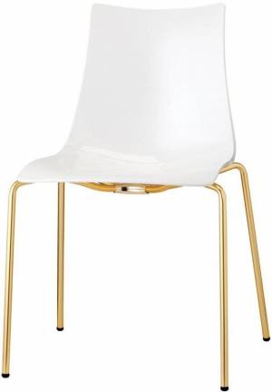 Стул пластиковый Zebra Antishock 4 Legs золотой, белый 540х520х810 мм