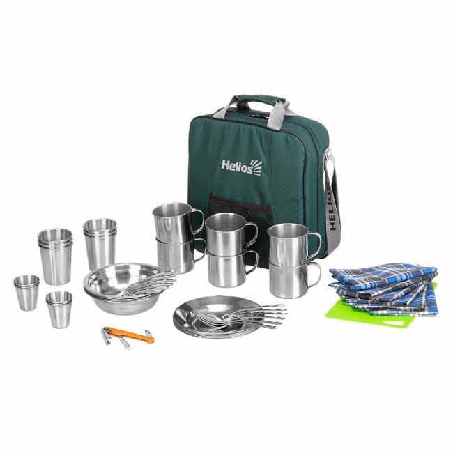 Набор для пикника Picnic на 6 персон зеленый (HS-PCG-6) Helios МП