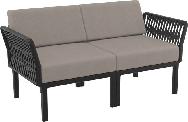 Диван пластиковый двухместный с подушками Portofino Lounge черный, светло-коричневый 1600х800х690 мм Диван пластиковый двухместный с подушками Portofino Lounge черный, светло-коричневый 1600х800х690 мм