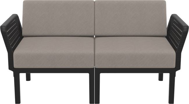 Диван пластиковый двухместный с подушками Portofino Lounge черный, светло-коричневый 1600х800х690 мм Диван пластиковый двухместный с подушками Portofino Lounge черный, светло-коричневый 1600х800х690 мм
