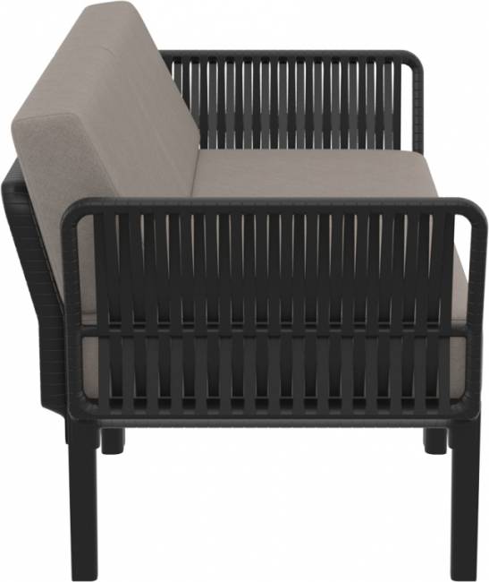 Диван пластиковый двухместный с подушками Portofino Lounge черный, светло-коричневый 1600х800х690 мм Диван пластиковый двухместный с подушками Portofino Lounge черный, светло-коричневый 1600х800х690 мм