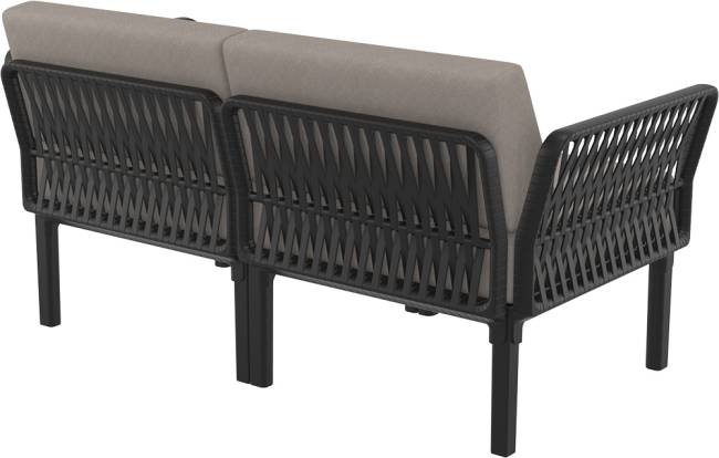 Диван пластиковый двухместный с подушками Portofino Lounge черный, светло-коричневый 1600х800х690 мм Диван пластиковый двухместный с подушками Portofino Lounge черный, светло-коричневый 1600х800х690 мм