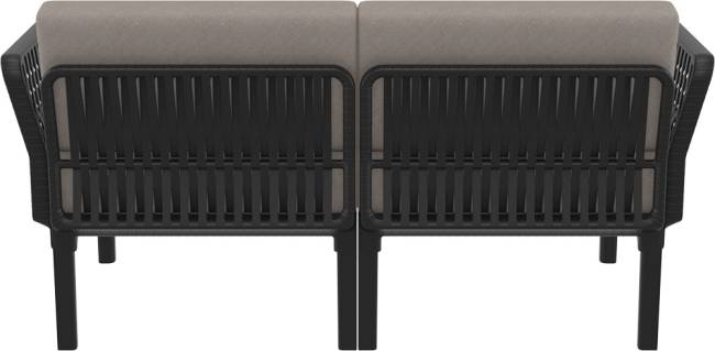 Диван пластиковый двухместный с подушками Portofino Lounge черный, светло-коричневый 1600х800х690 мм Диван пластиковый двухместный с подушками Portofino Lounge черный, светло-коричневый 1600х800х690 мм