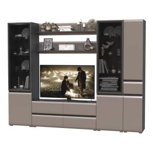 Сидней стенка в гостиную № 62 цвет антрацит/МДФ веллюто капучино