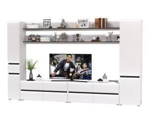 Сидней мебель для гостиной модульная № 125 цвет белый/чёрный/МДФ белый глянец