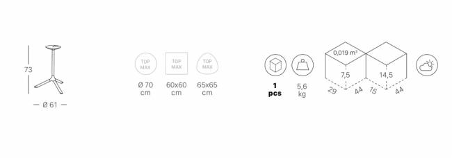 Подстолье металлическое складное Tripe Folding белый Ø610х730 мм