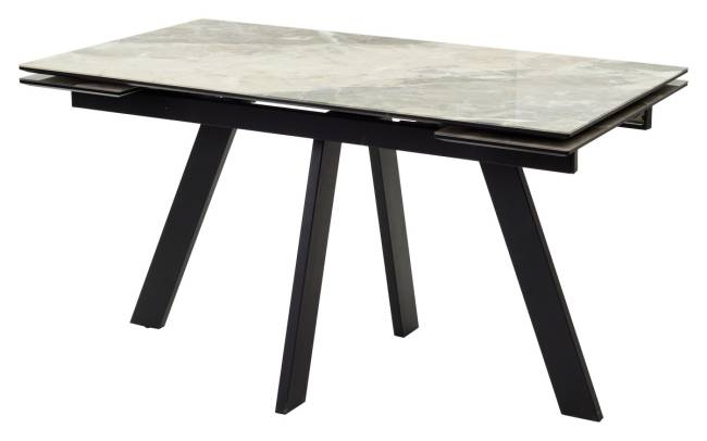 Стол НЕО-2 115 MATTE БЕЛЫЙ МРАМОР, керамика / Черный каркас, М-City
