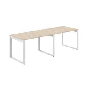 AG.177.AR.L.72.WH / Рабочая станция s-b-s 2400х800х750 / профиль О-образный: 70х20 белый; лючок: серебро; столешница: акация равелло