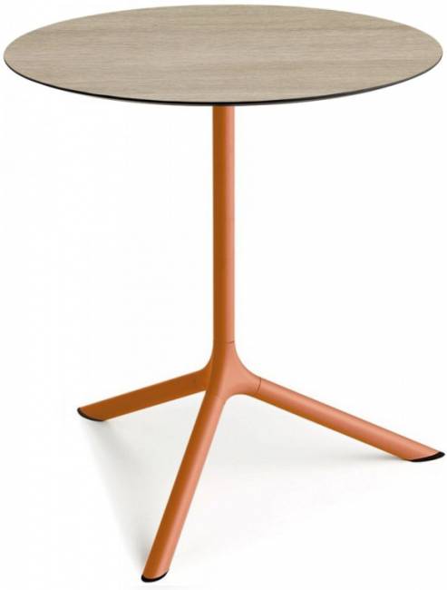 Стол ламинированный обеденный Tripe Maxi терракотовый, состаренный дуб тортора Ø800х740 мм