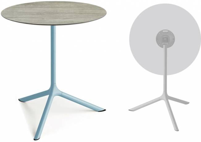 Стол ламинированный обеденный складной Tripe Maxi Folding голубой, состаренный серый дуб Ø800х740 мм Стол ламинированный обеденный складной Tripe Maxi Folding голубой, состаренный серый дуб Ø800х740 мм