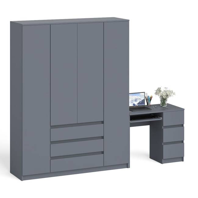 Стол компьютерный однотумбовый правый со шкафом МШ1600 Мори цвет графит