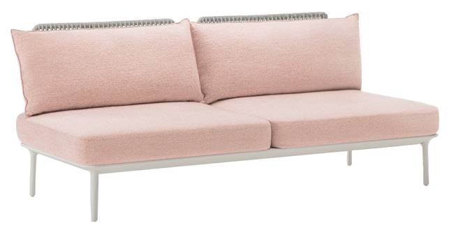 Диван плетеный с подушками Reva Cocoon бежевый, розовый 1950х880х815 мм