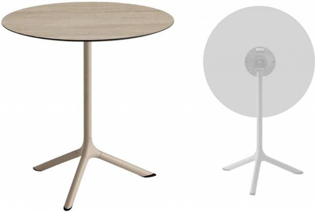 Стол ламинированный обеденный складной Tripe Folding тортора, состаренный дуб тортора Ø700х740 мм Стол ламинированный обеденный складной Tripe Folding тортора, состаренный дуб тортора Ø700х740 мм