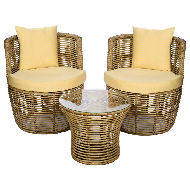 Комплект кофейный из искусственного ротанга ВАЗА, светло-коричневый