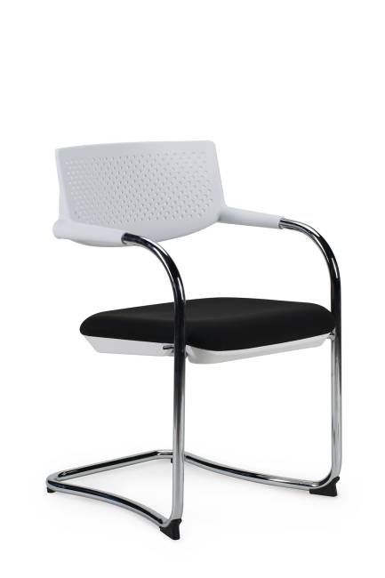 Кресло офисное / Visavi white CF / хром / белый пластик / черная ткань
