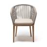 "Марсель" стул плетеный из роупа, основание дуб, роуп серый меланж круглый, ткань бежевая 052