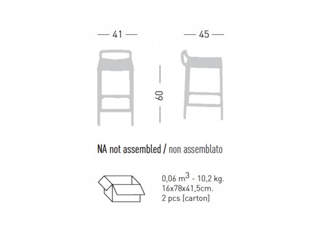 Стул пластиковый полубарный Ofer H60 410х450х600 мм