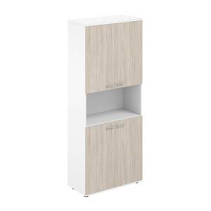 SG.861.WH.OL.OL / Шкаф высокий с нишей 800х400х1955, 4-х дв, з.ст ЛДСП 16 мм / корпус: белый; фасады: дуб светлый