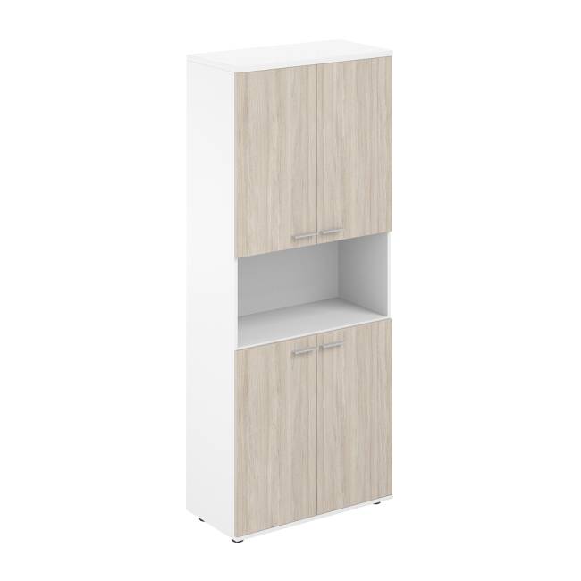 SG.861.WH.OL.OL / Шкаф высокий с нишей 800х400х1955, 4-х дв, з.ст ЛДСП 16 мм / корпус: белый; фасады: дуб светлый