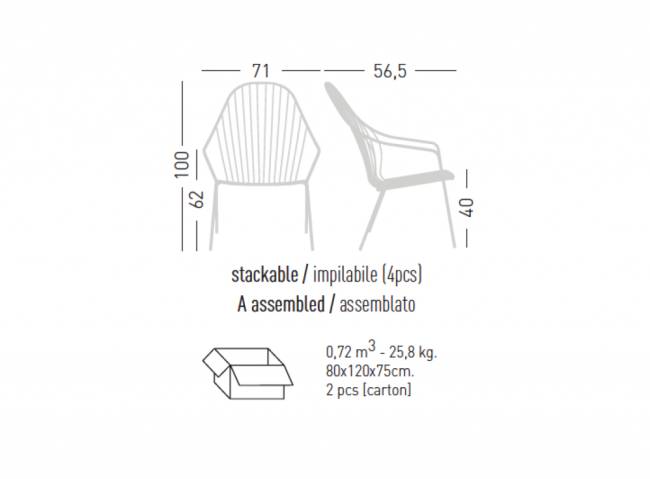 Лаунж-кресло металлическое Amitha Lounge 710х565х1000 мм