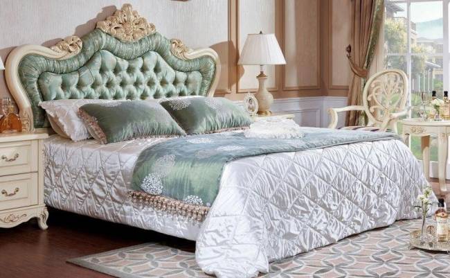 Кровать Милано, MK-1866-IV, двуспальная с кристаллами, (цвет патины: золото), 181х201 см, Слоновая кость