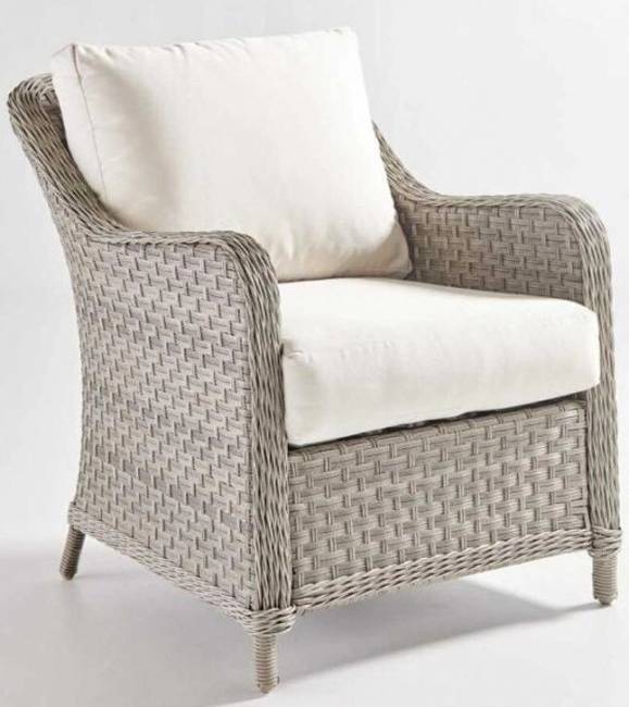 Кресло для отдыха "Кефалония", из искусственногоного ротанга, серый, светло-серый, белый